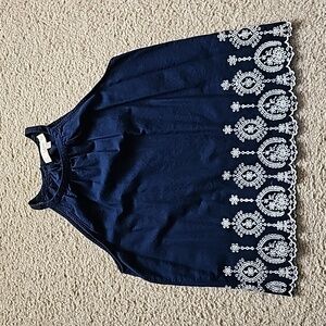 Loft Embroidered Navy Tank Top
